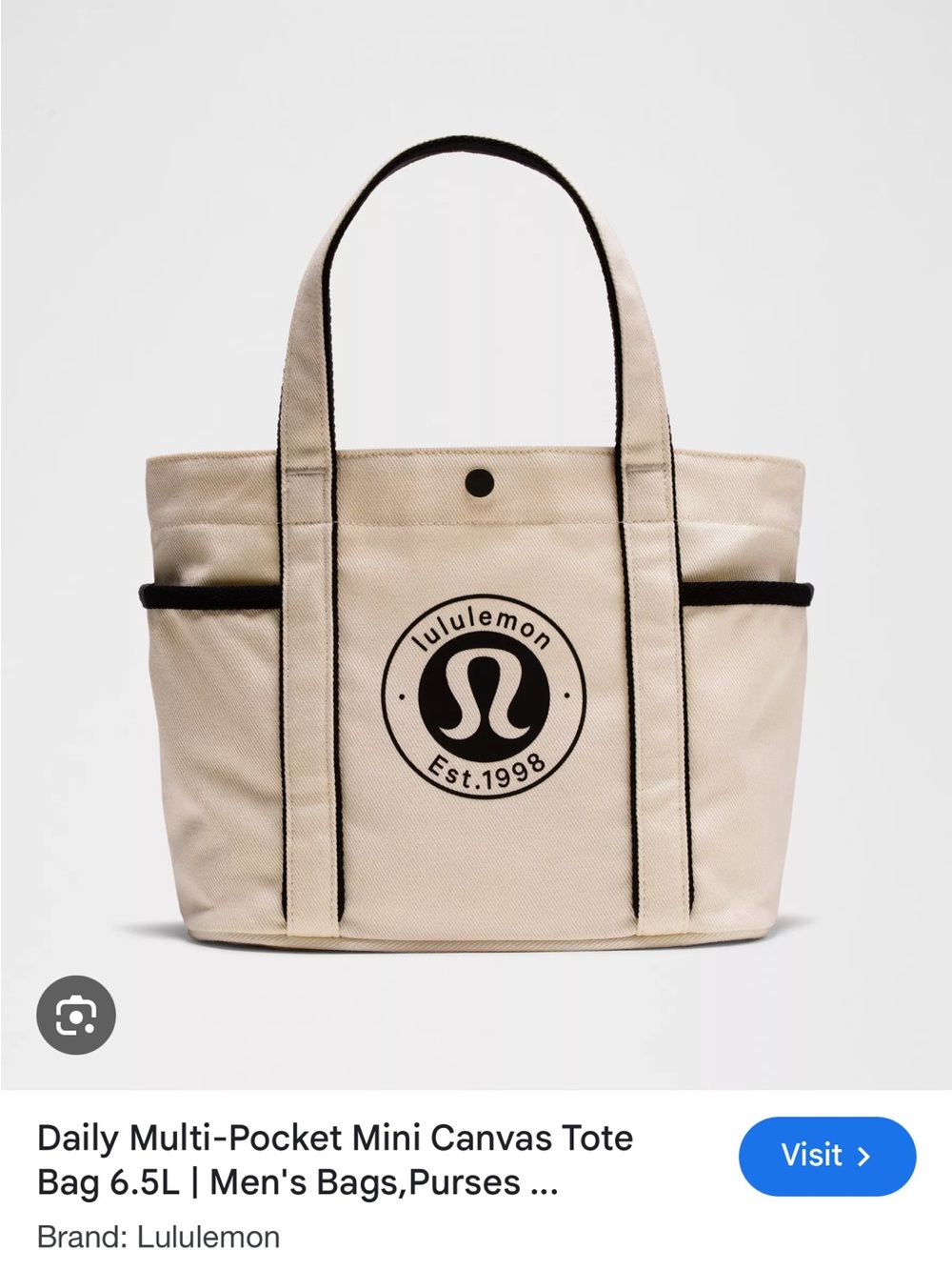 Lululemon Cream Canvas Mini Tote with Black Trim - SOLD OUT ONLINE